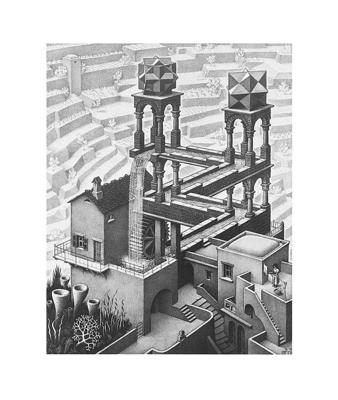 Kunstdruk M. C. Escher - Wasserfall 55x65cm
