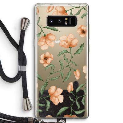 Peachy flowers: Samsung Galaxy Note 8 Transparant Hoesje met koord