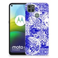 Silicone Back Case Motorola Moto G9 Power Angel Skull Blauw - thumbnail