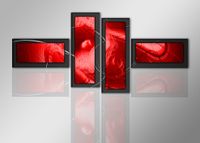 Schilderij - Abstract rood in het kader, 4luik, 195x80cm, wanddecoratie - thumbnail