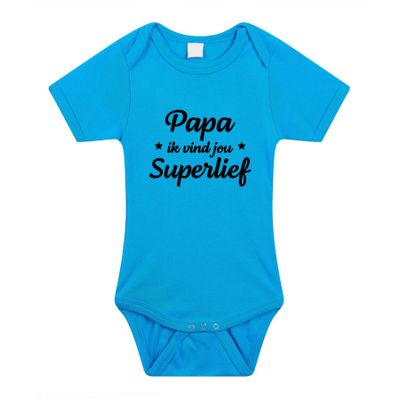 Papa superlief cadeau baby rompertje blauw jongens