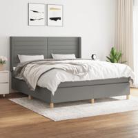 Boxspring met matras stof donkergrijs 160x200 cm