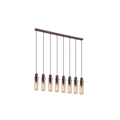 Hanglamp Sweden II 8Lt - Mocha Metal & Amber Glass