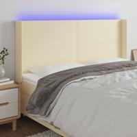 Hoofdbord LED 183x16x118/128 cm kunstleer crèmekleurig