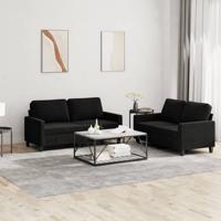 2-delige Loungeset met kussens fluweel zwart