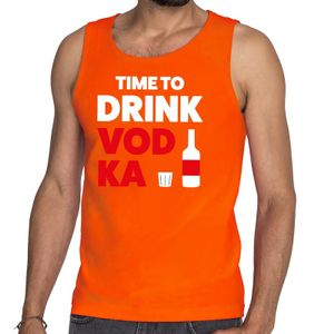 Time to Drink Vodka tekst tanktop / mouwloos shirt oranje heren