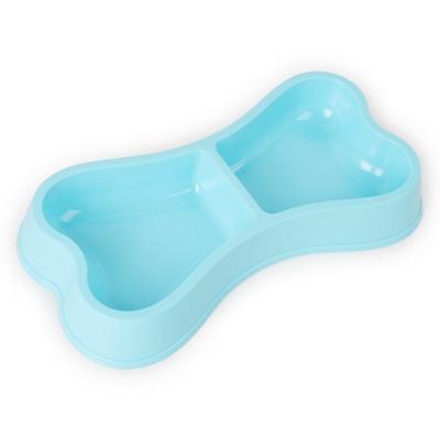 Kunststof hond kommen bot-vormige Candy Color hond feeder eco-vriendelijke Double-Head kommen (hemelsblauw)