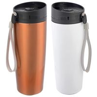 2x stuks RVS isoleer/warmhoudbekers wit en koper kleur 380 ml