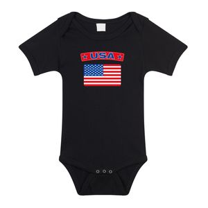 USA romper met vlag Amerika zwart voor babys