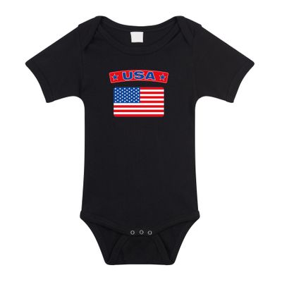 USA romper met vlag Amerika zwart voor babys