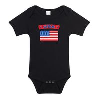 USA romper met vlag Amerika zwart voor babys - thumbnail