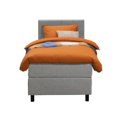 Leen Bakker - Boxspring Liv Geblokt - Licht - 90x200 Cm - Ronde Poot - Stof - Grijs