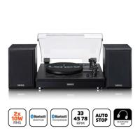 Lenco Riemaandrijving houten platenspeler met Bluetooth-ontvangst en 2 externe luidsprekers - LS-101BK Lenco Riemaandrijving houten platenspeler met Bluetooth-ontvangst en 2 externe luidsprekers - LS-101BK