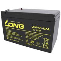 Long WP12-12A/F2 Loodaccu 12 V 12 Ah Loodvlies (AGM) (b x h x d) 151 x 98 x 98 mm Kabelschoen 6.35 mm VDS-certificering, Geringe zelfontlading, Onderhoudsvrij