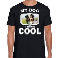 Australische herder honden t-shirt my dog is serious cool zwart voor heren - thumbnail