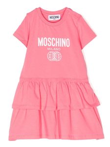 Moschino Kids robe volantée à logo imprimé - Rose