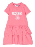 Moschino Kids robe volantée à logo imprimé - Rose - thumbnail