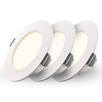 Set van 3 Georgia LED platte Inbouwspots wit - 6 Watt 490lm - Rond - 2700K warm Wit - Ø120 mm - IP20 voor binnen - Inbouwdiepte 25mm