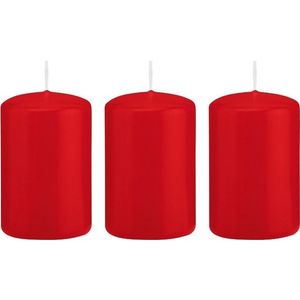 3x Kaarsen rood 5 x 8 cm 18 branduren sfeerkaarsen   -