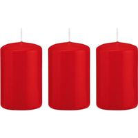 3x Kaarsen rood 5 x 8 cm 18 branduren sfeerkaarsen   -