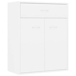 The Living Store Dressoir Minimalistisch Wit 60x30x75cm - Met 2 Deuren en 1 Lade