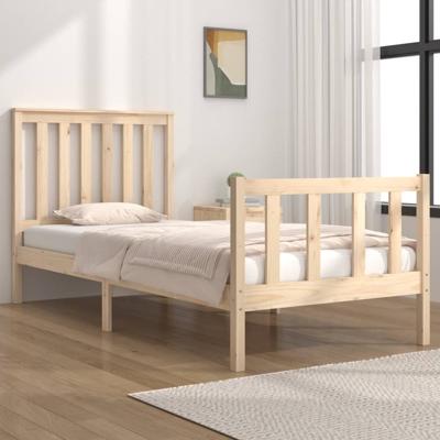 Bedframe massief grenenhout zwart 75x190 cm