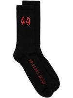 44 LABEL GROUP chaussettes nervurées à logo intarsia - Noir