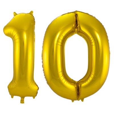 Folat Folie ballonnen - 10 jaar cijfer - goud - 86 cm - leeftijd feestartikelen - versiering