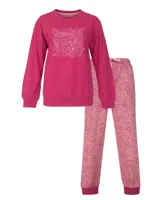 Irresistible dames pyjama lange mouw - Ronde hals - Pink flower
