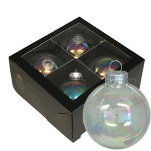 Kerstballen van glas - 4x - transparant parelmoer -10 cm -milieubewust   -