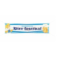 Oktoberfest/bierfeest mega vlag met blonde dame 40 x 180 cm - thumbnail