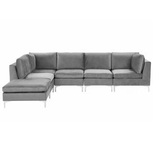 Beliani EVJA - Modulaire Sofa-Grijs-Fluweel