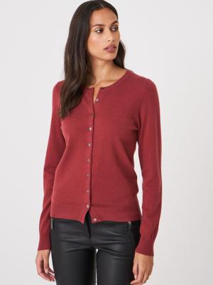 Basic cashmere cardigan met ronde hals van organisch cashmere