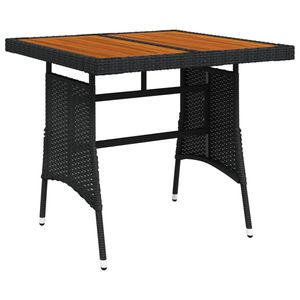 vidaXL Tuintafel 70x70x72 cm poly rattan en massief acaciahout zwart