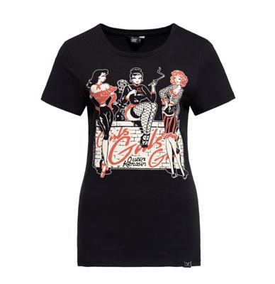 Queen Kerosin Girls Girls Girls T-Shirt Black-XS