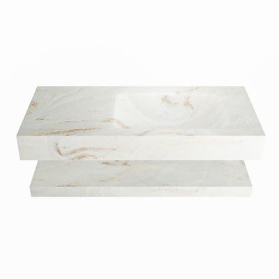 MONDIAZ ALAN-DLUX 100cm planchet Frappe. Vrijhangende wastafel CLOUD rechts zonder kraangat, kleur Frappe.