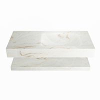 MONDIAZ ALAN-DLUX 100cm planchet Frappe. Vrijhangende wastafel CLOUD rechts zonder kraangat, kleur Frappe.