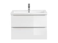 Comad Capri White badkamermeubel 80cm met witte wastafel en kraangat wit/eiken