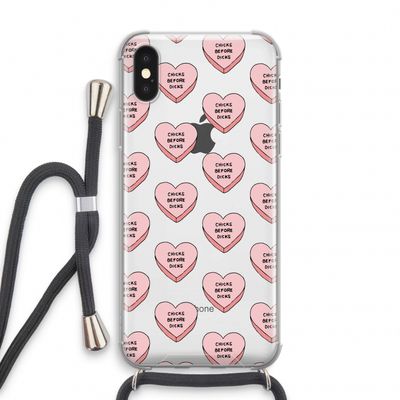 Chicks before dicks: iPhone X Transparant Hoesje met koord
