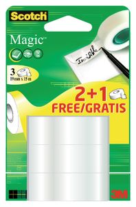 Plakband Scotch Magic 19mmx15m 2+1 gratis onzichtbaar