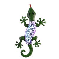 Tuin/schutting decoratie hagedis - metaal - groen - 18 x 29 cm