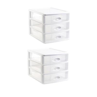 PlasticForte Ladeblok - 2x - 3 lades - bureau organizer - wit - L35,5 x B27 x H27 cm