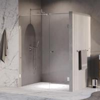 Brauer Void - Carving Nisdeur - 2-Delig - Helder Glas - 160 x 200 cm - Omkeerbaar - met Draaideur 70 cm - Aan Muur - incl. Glascoating - Chroom