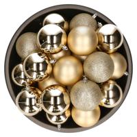 Kerstballen - 25x stuks - licht champagne - 8 cm - kunststof - kerstversiering