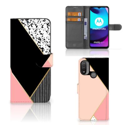 Motorola Moto E20 | E30 | E40 | Book Case | Zwart Roze Vormen