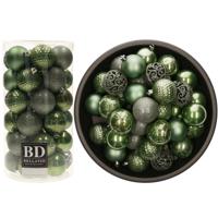 Kerstballen - 74x st - salie groen - D6 cm - kunststof - onbreekbaar - kerstversiering