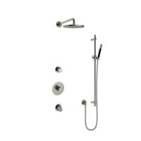 Hotbath Cobber - Inbouw Regendoucheset - Geborsteld Nikkel - 2 Stopkranen - Thermostatisch - Wandarm 38.5 cm - Hoofddouche 200 mm - Staafhanddouche - Glijstang 900 mm - Waterbesparend