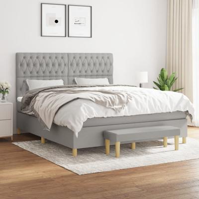 Boxspring met matras stof lichtgrijs 180x200 cm