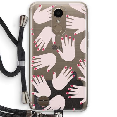 Hands pink: LG K10 (2017) Transparant Hoesje met koord