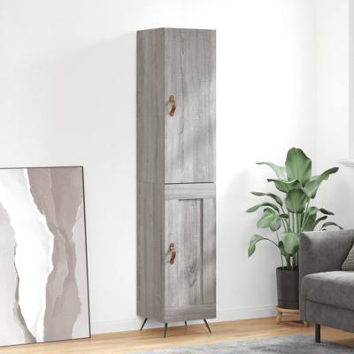 Hoge kast 34,5x34x180 cm bewerkt hout grijs sonoma eikenkleurig